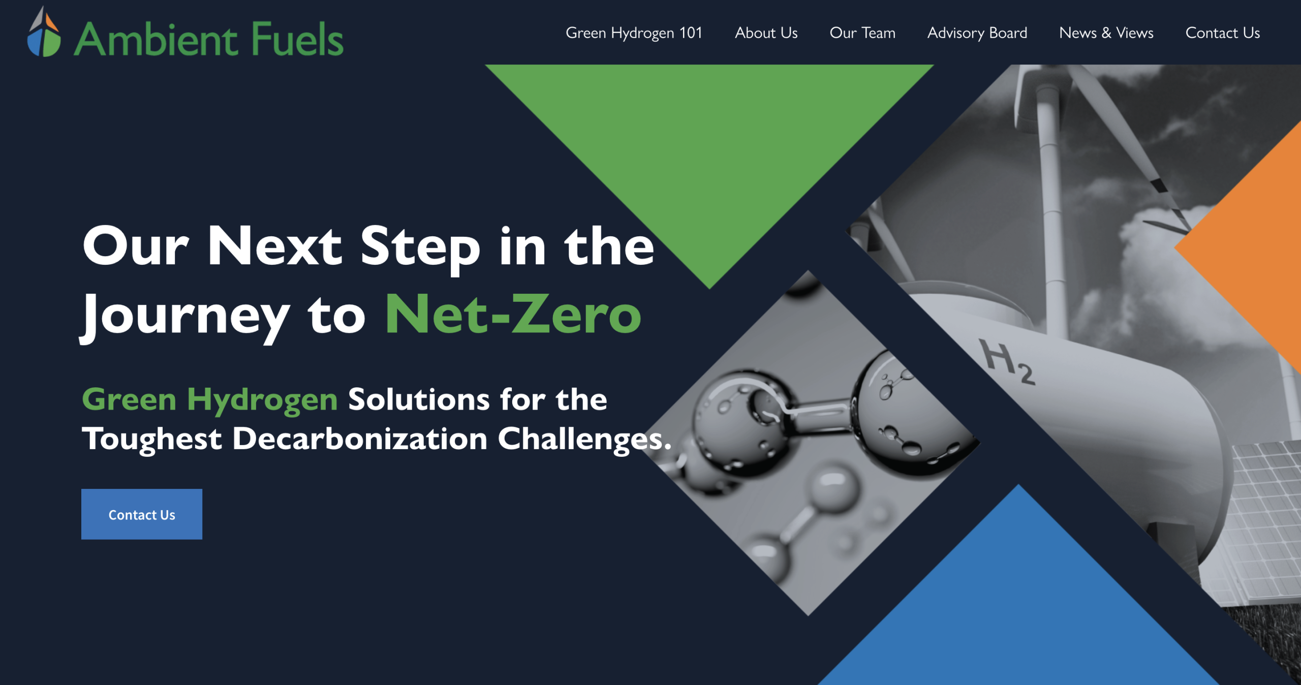 Home page for ambientfuels.com, above the fold