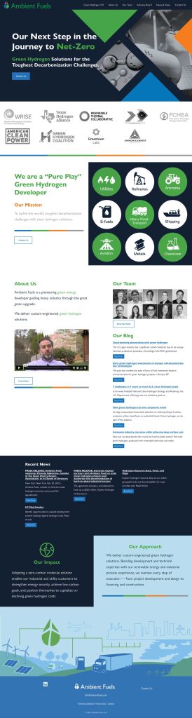 Home page of the ambientfuels.com home page, full length