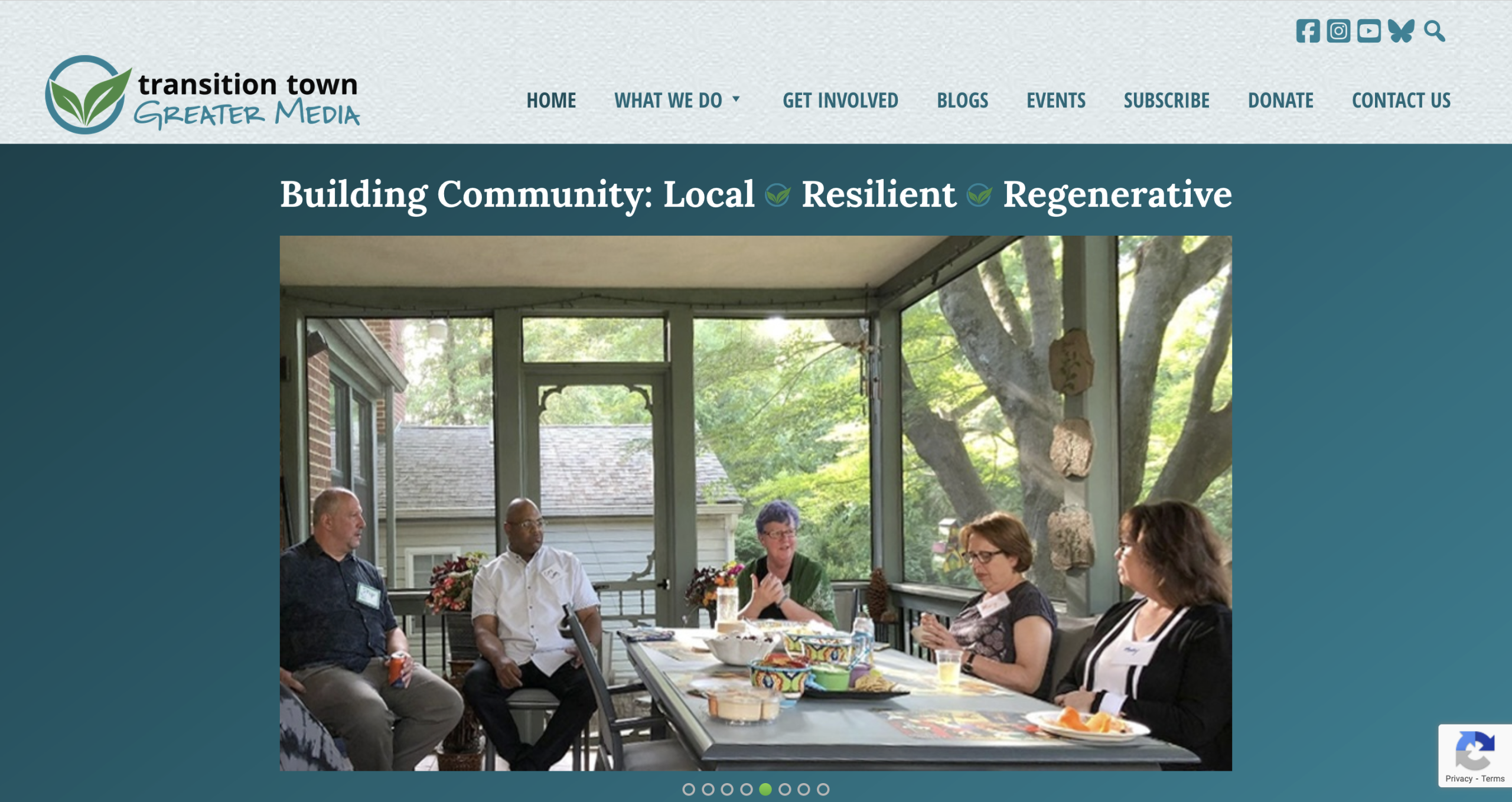 Home page for transitiontowngreatermedia.org, above the fold